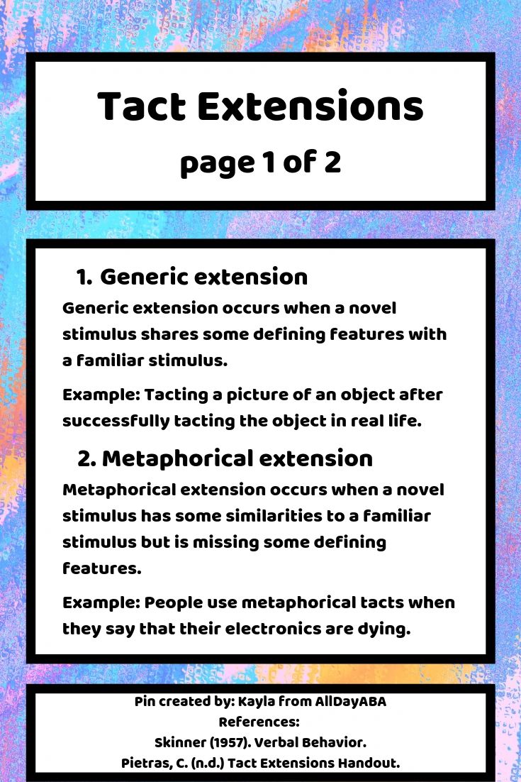 Verbal behavior terms tact extensions